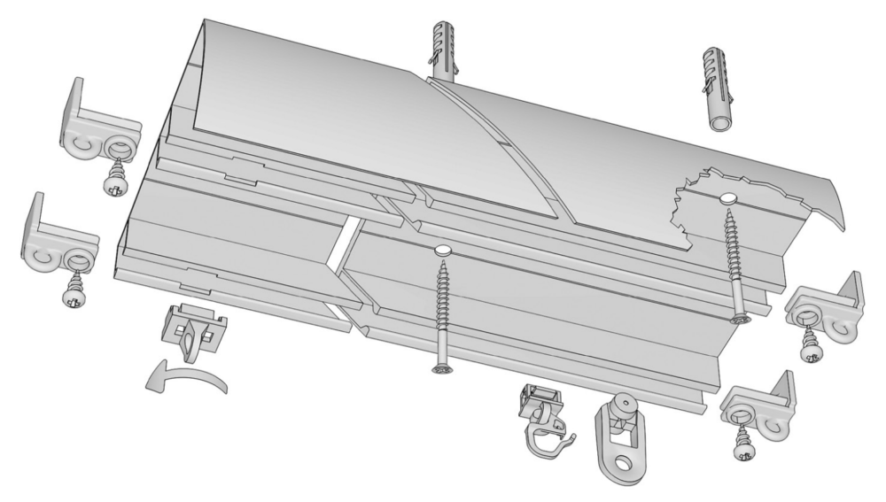 Gesamt Deckenschiene mit Blende 2-läufig 465 – Bild 3