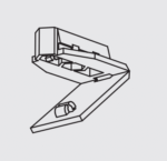 Technische Zeichnung eines transparenten Universalfeststellers für 6 mm Gardinenschienen.
