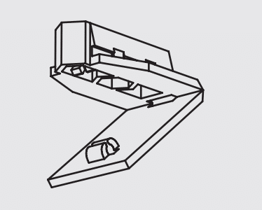 Technische Zeichnung eines transparenten Universalfeststellers für 6 mm Gardinenschienen.