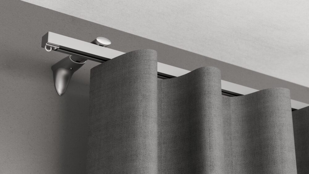 Modell 450 – Wandschiene in Aluminium mit Vorhang Wandschiene Modell 450 in Alu mit Vorhang